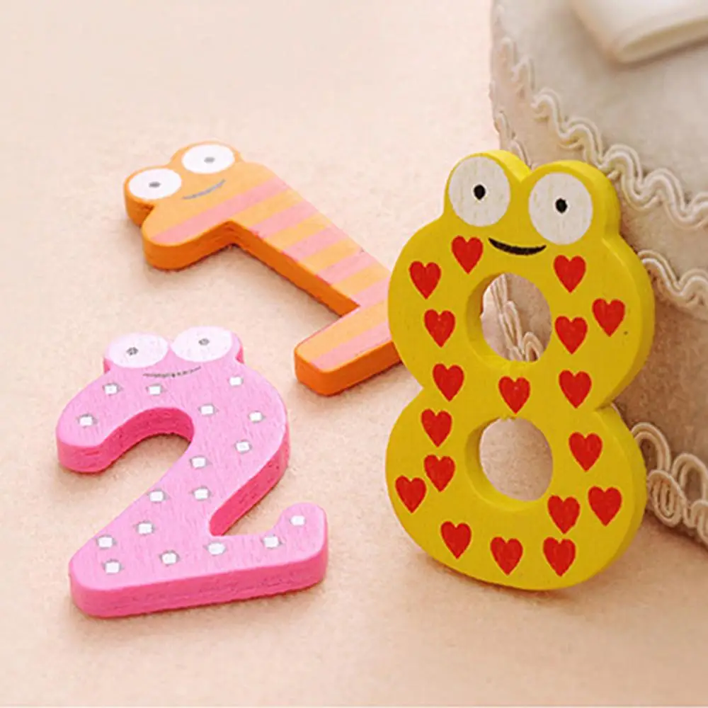 

Party Gift Home Decor Multicolor Wooden Fridge Magnet Intelligence Educational Toy Symbol Numbers 0-9 Cartoon Baby Kid