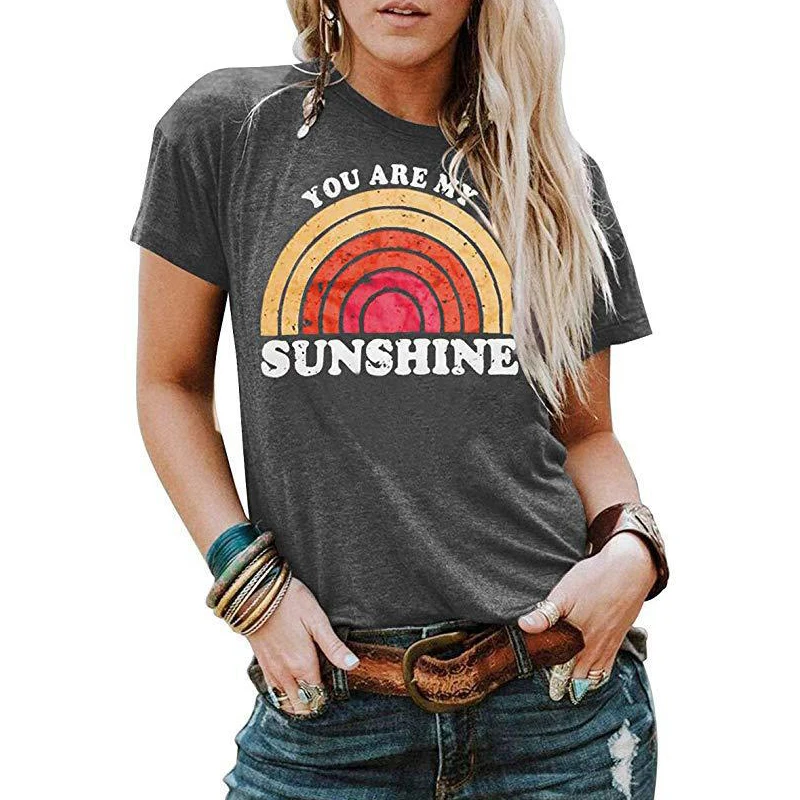 

European And American Women's 2021 Summer New Round Neck Short Sleeve Printed Shirt Loose Casual T-Shirt