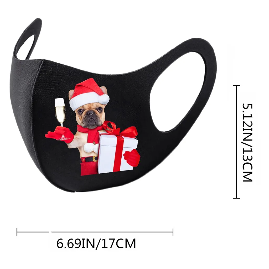 

5pc Protective Reusable Washable Comfortable Outdoor Adult Mask Santa Claus Christmas Deer Bear Printed Face Mask Mascarilla