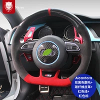 real alcantara suede steering wheel cover for audi s3 s5 s7 a5 a5 a7 s6 audi tt r8 q3 q5 q6 q7 grip auto parts car accessories