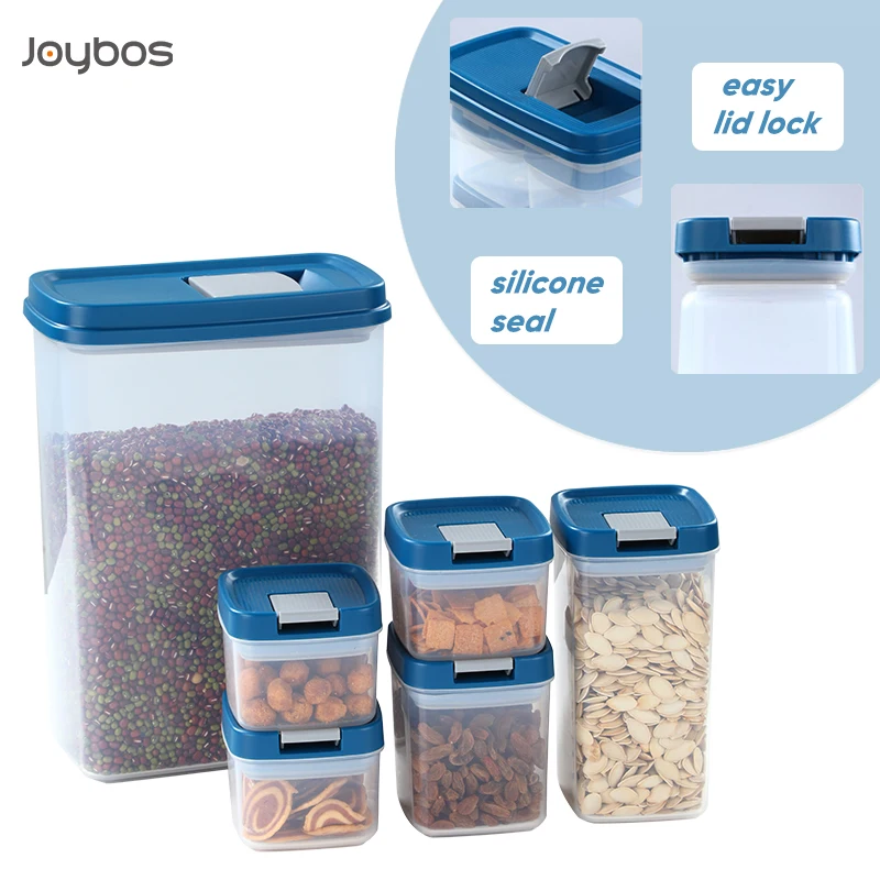 Joybos-contenedor de almacenamiento de alimentos para el hogar, contenedor de latas multigrano para cocina, traje grande, contenedor de botellas de postre, libre de BPA, 6 uds.-1