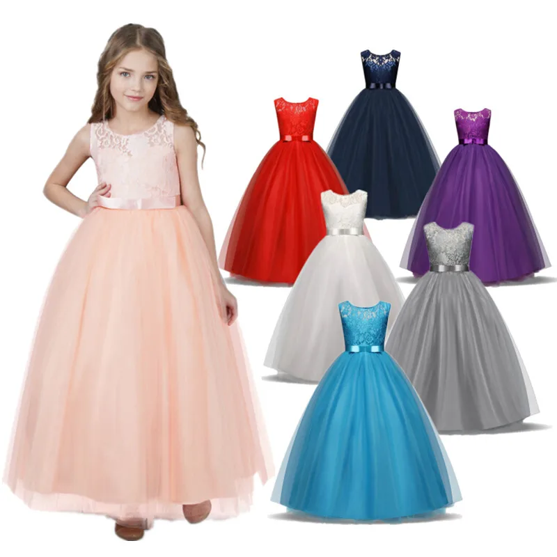 Elegant Flower Girl Dress Teenage White Formal Prom Gown for Wedding Kids Girls Long Dresses Children Clothing New Tutu Princess | Детская