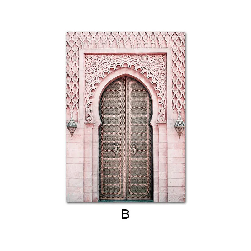 

Allah Islamic Wall Decor Painting Moroccan Arch Door Muslim Print Painting Wall Art Canvas Picture Painting Modern Mosque Decor