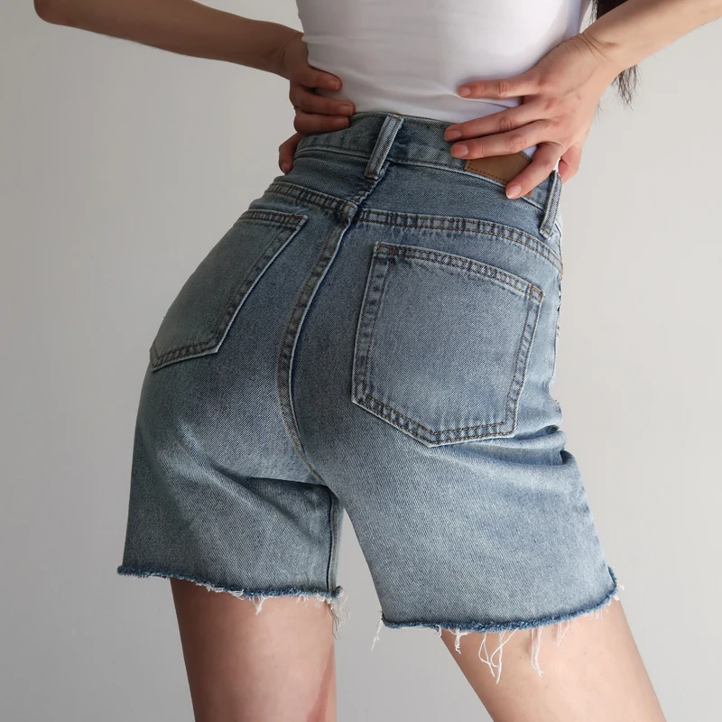 

Fashion High Waist Slim Jean Shorts Vintage Women Summer Denim Shorts Sexy Tight Female Sexy Five-point Denim Shorts 2021