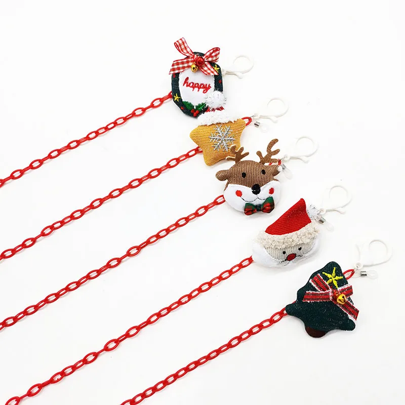 

Яркие Акриловые ремешки в ретро стиле, ремешки красного цвета для очков для чтения, подвесная цепочка для очков на шею, Рождественский Санта...