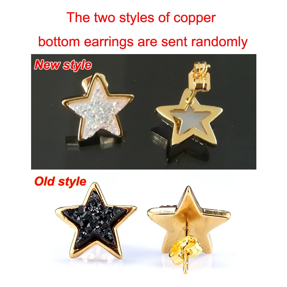 Женские серьги-гвоздики EYIKA из натурального Друзового камня 13 цветов 10 х10 мм