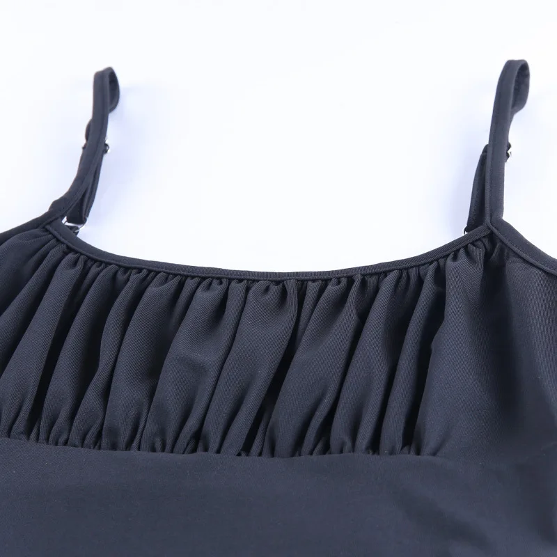 

2021 Fashion Dress Strappy Drapped Women Apricot Yellow Black Solid Color Casual Party Slim Bodycon Lady Mini Dress Vestidos