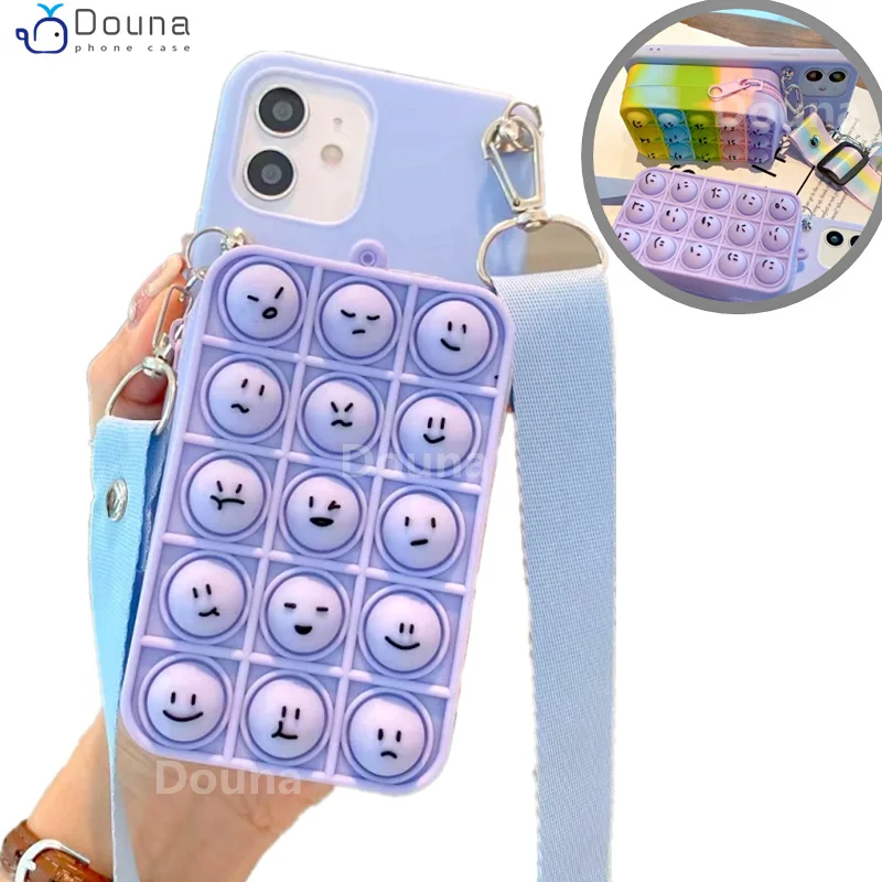 

Relieve Stress Coin Bags Pop Case for Xiaomi Mi A1 A2 A3 5X 6X 8 9 SE 10i 10t Pro Redmi 6 6A 7A Note 4 5 Pro Wallet Bubble Cover