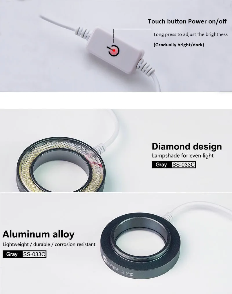 SS-033C USB Регулируемая яркость Барроу объектив светодиодный круглый светильник с