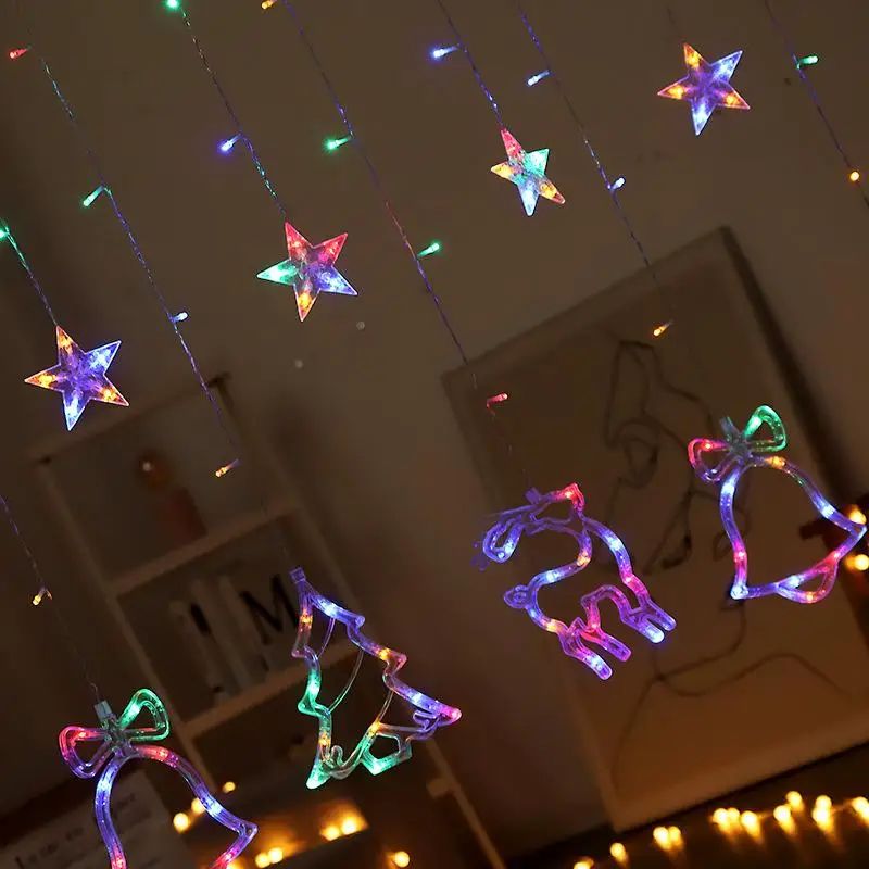 СВЕТОДИОДНЫЕ гирлянды занавески в виде колокольчика лося 1 шт.|Украшения своими