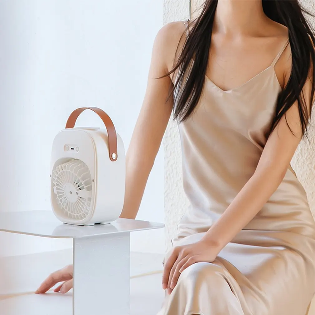 

Mini Cooling Fan Portable Desktop Small Air Humidification Fan Add Water Spray for Office Bedroom Dormitory Rechargeable Fan