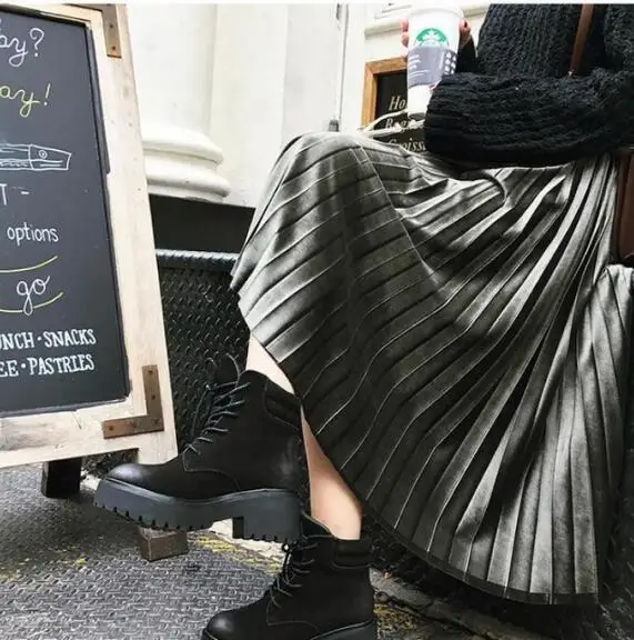 Новая модная женская юбка однотонная плиссированная с высокой талией описание