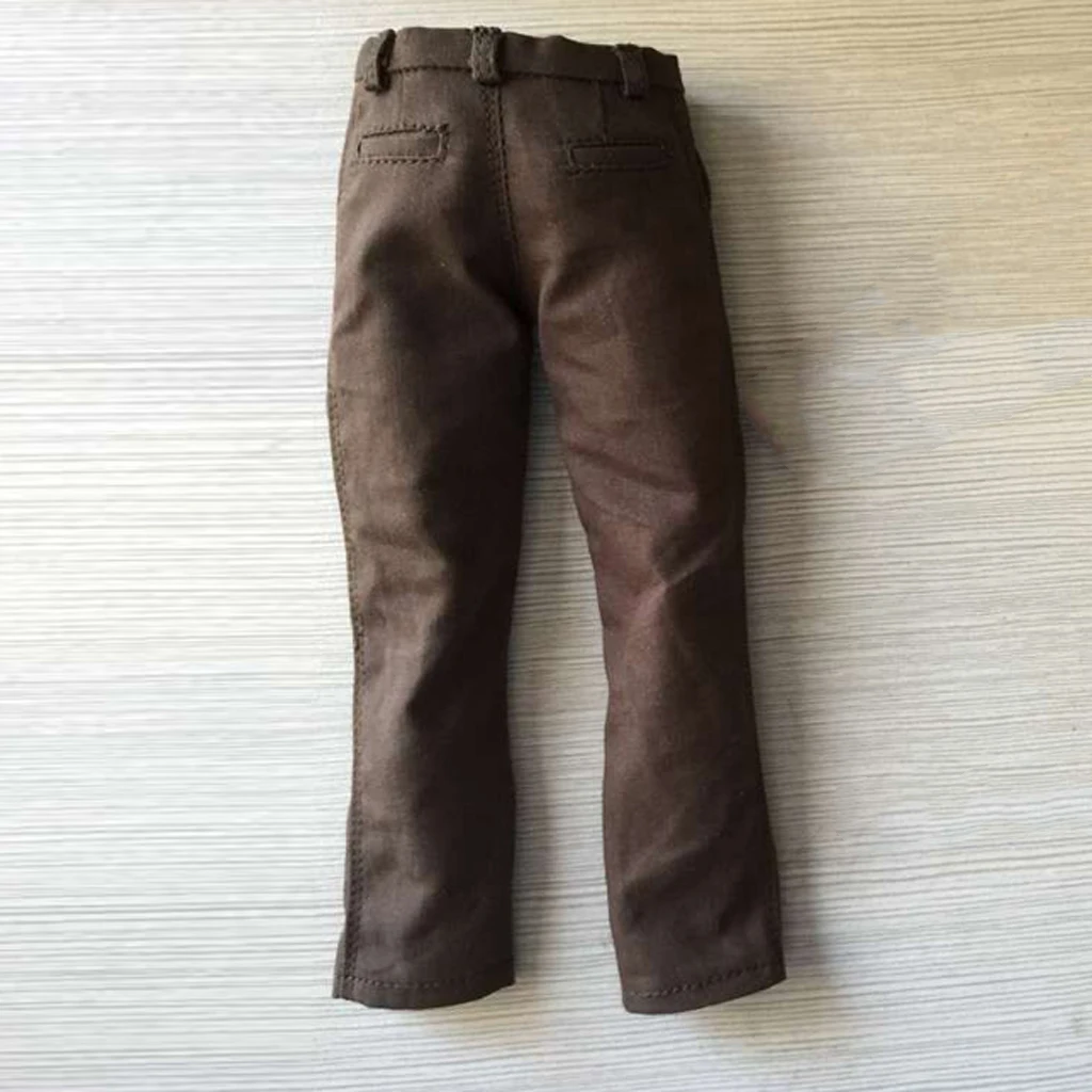 1/6 Mens Brown Trousers Pants & Belt for  DML DID 12'' Action Figure images - 6
