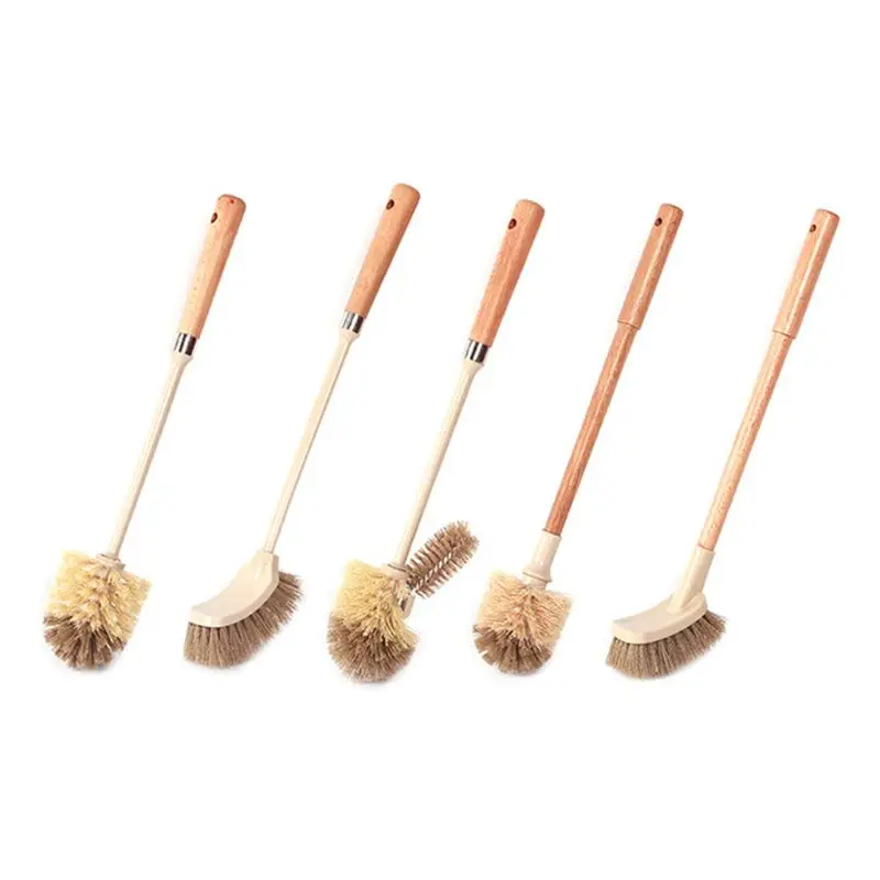 

Household Wooden Long Handle Toilet Brush Home Kitchen Bathroom Cleaning Tools
