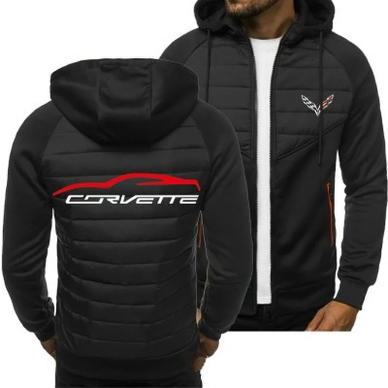

2021 New Men Hoodies Corvette Logo Spring Autumn Jacket Casual Sweatshirt Long Sleeve Zipper Hoody E