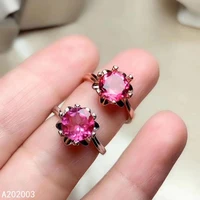 kjjeaxcmy fine boutique jewelry 925 sterling silver inlaid natural gem pink topaz new girl female ring classic support detection