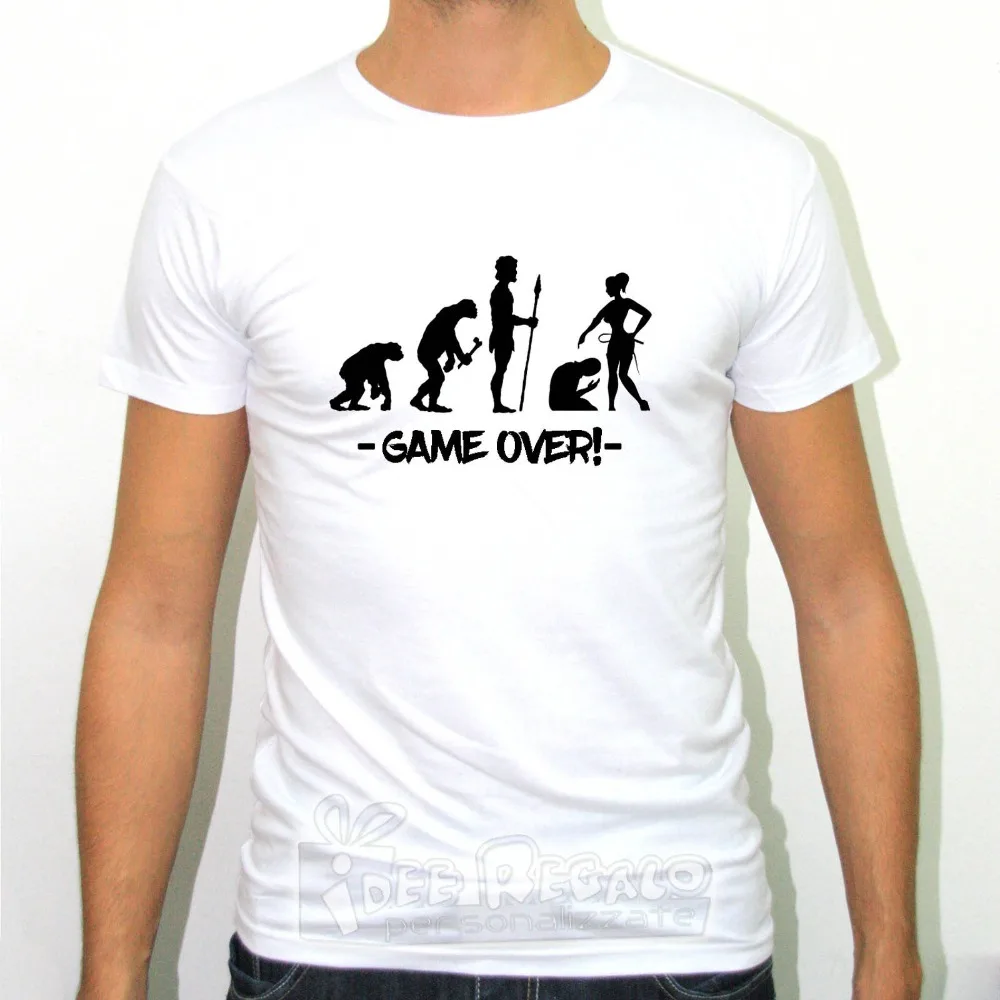 

2019 Summer Men Short-Sleeved Fitness Clothing Evolution Wedding Groom Game Over Bachelor Party Harajuku Tee Shirts