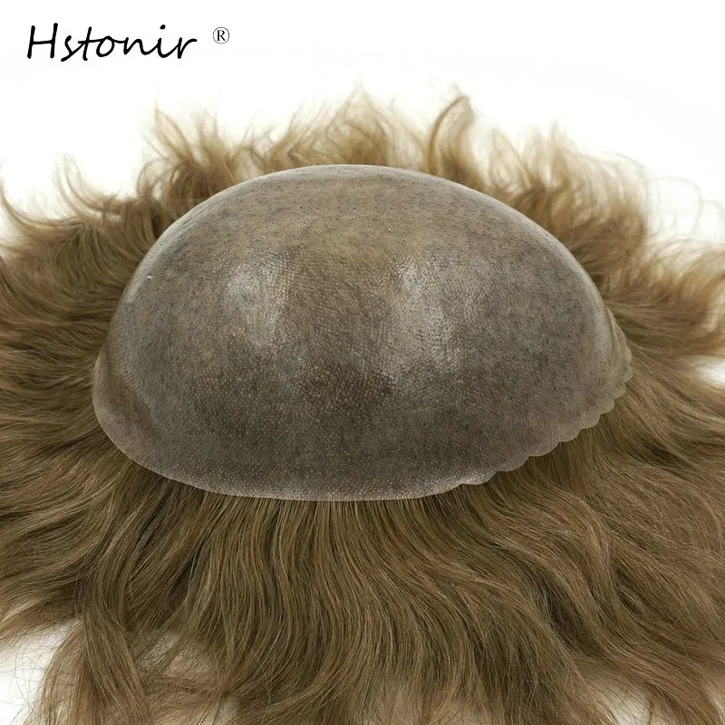 Hstonir Волосы Remy Для мужчин парик для Для мужчин полный PU База Для мужчин S конский волос Замена Системы H080
