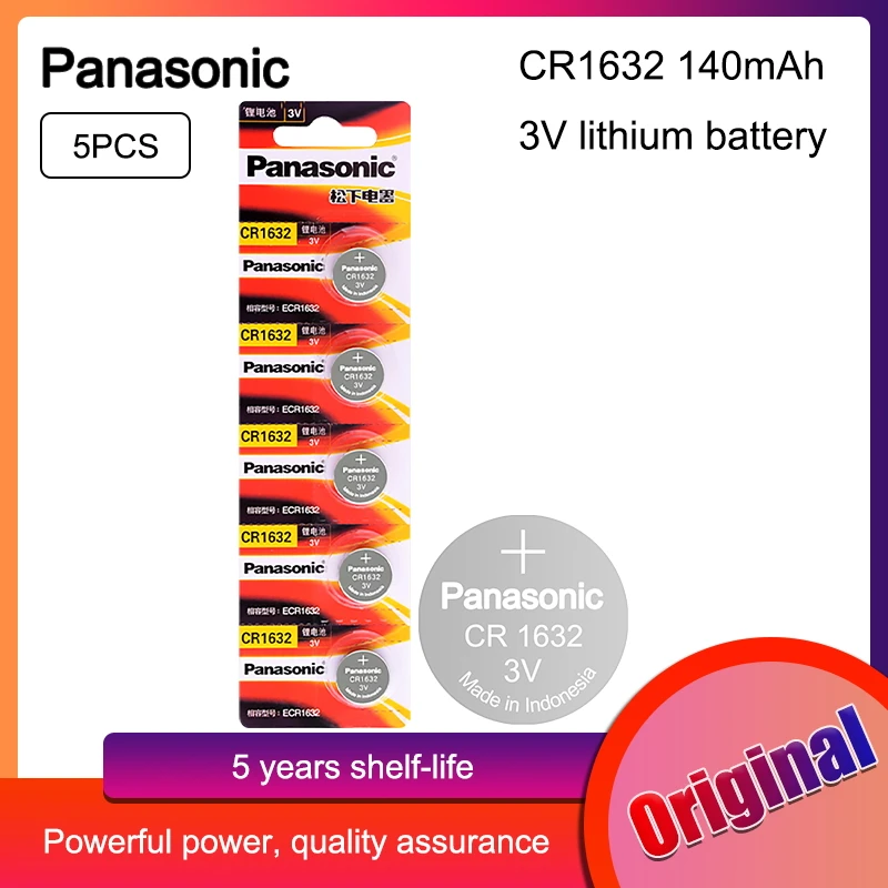 Литий ионный аккумулятор Panasonic CR1632 CR 1632 3 в 5 шт. DL1632 BR1632 ECR1632 GPCR для игрушек