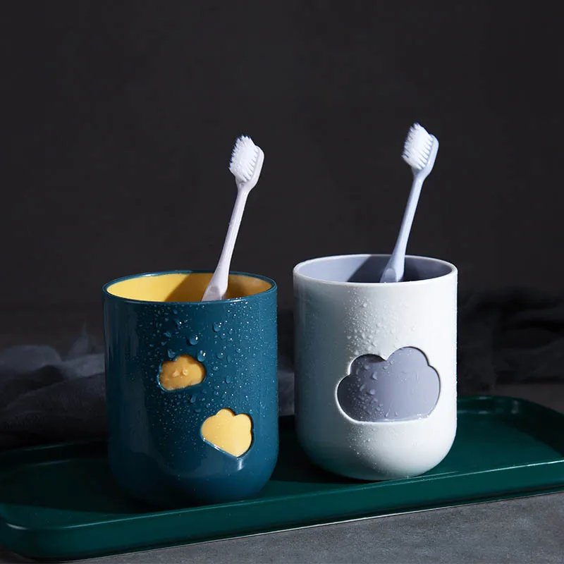 

1Pcs Plastic Cloud Pattern Couples Cups Environmental Friendly Wash Tooth Mug Big Mouth Toothbrush Cup Bathroom Supplies