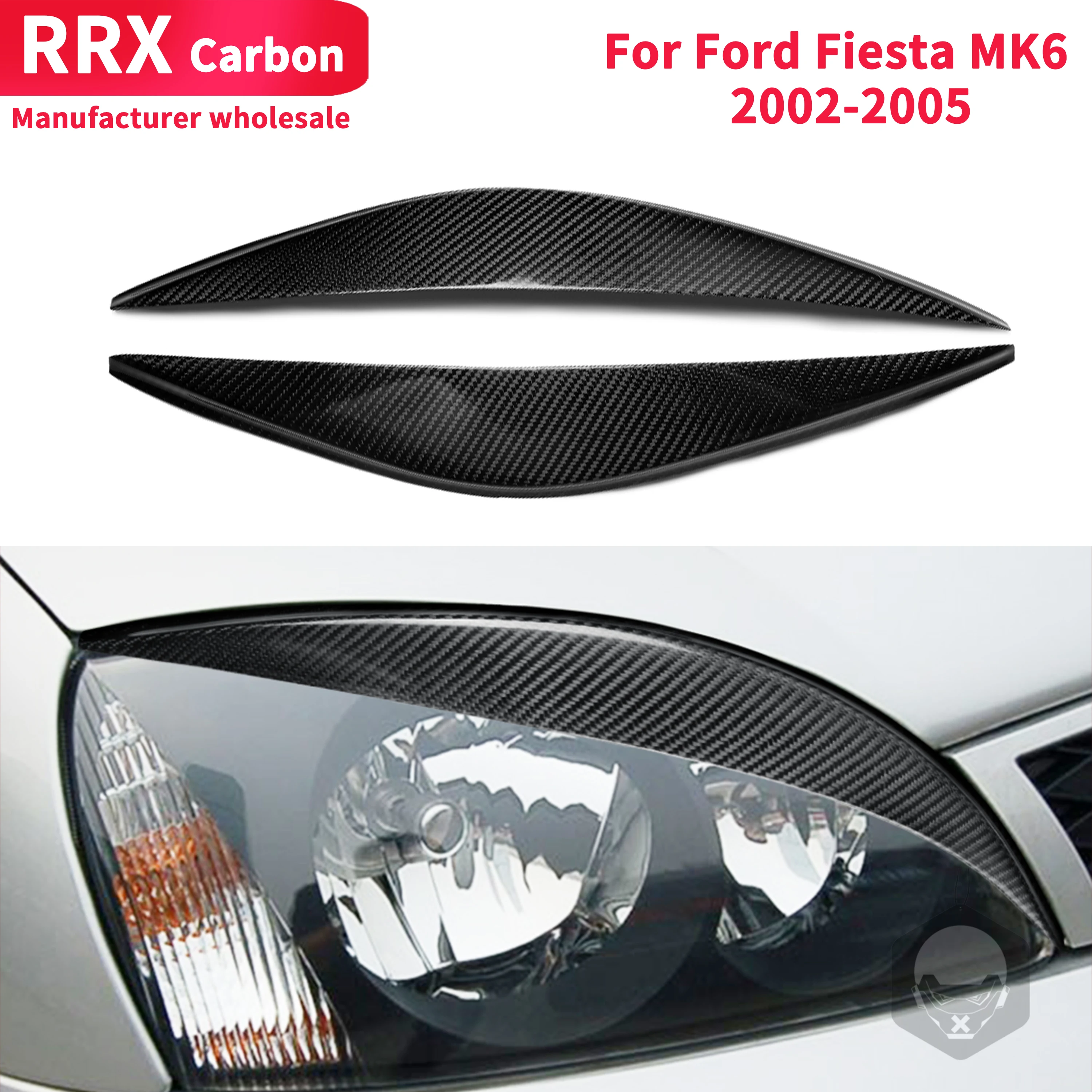 

For Ford Fiesta MK6 2002-2005 1Pair Headlights Eyebrow Eyelids Trim Cover Stickers Real Carbon Fiber Paste Style Car Styling