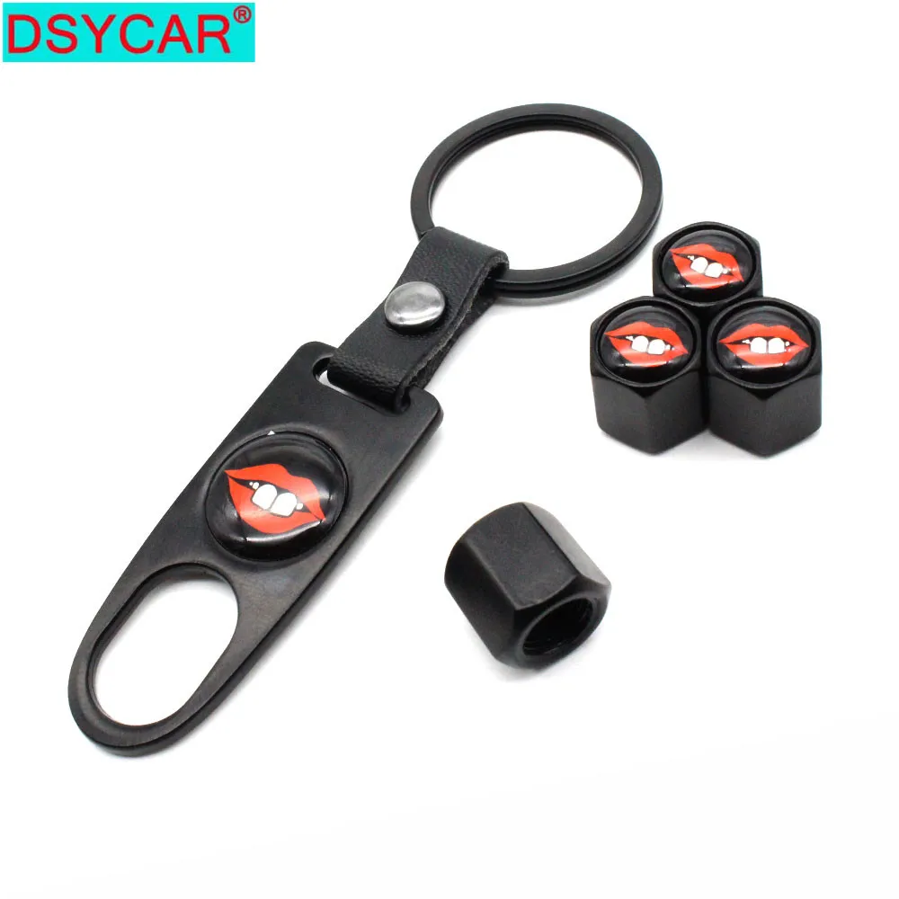 

DSYCAR 1Set Zinc Alloy Anti-theft Car Wheel Tire Valve Caps Stem Air + Leather buckle Wrench Auto Car Wheels Tires Parts