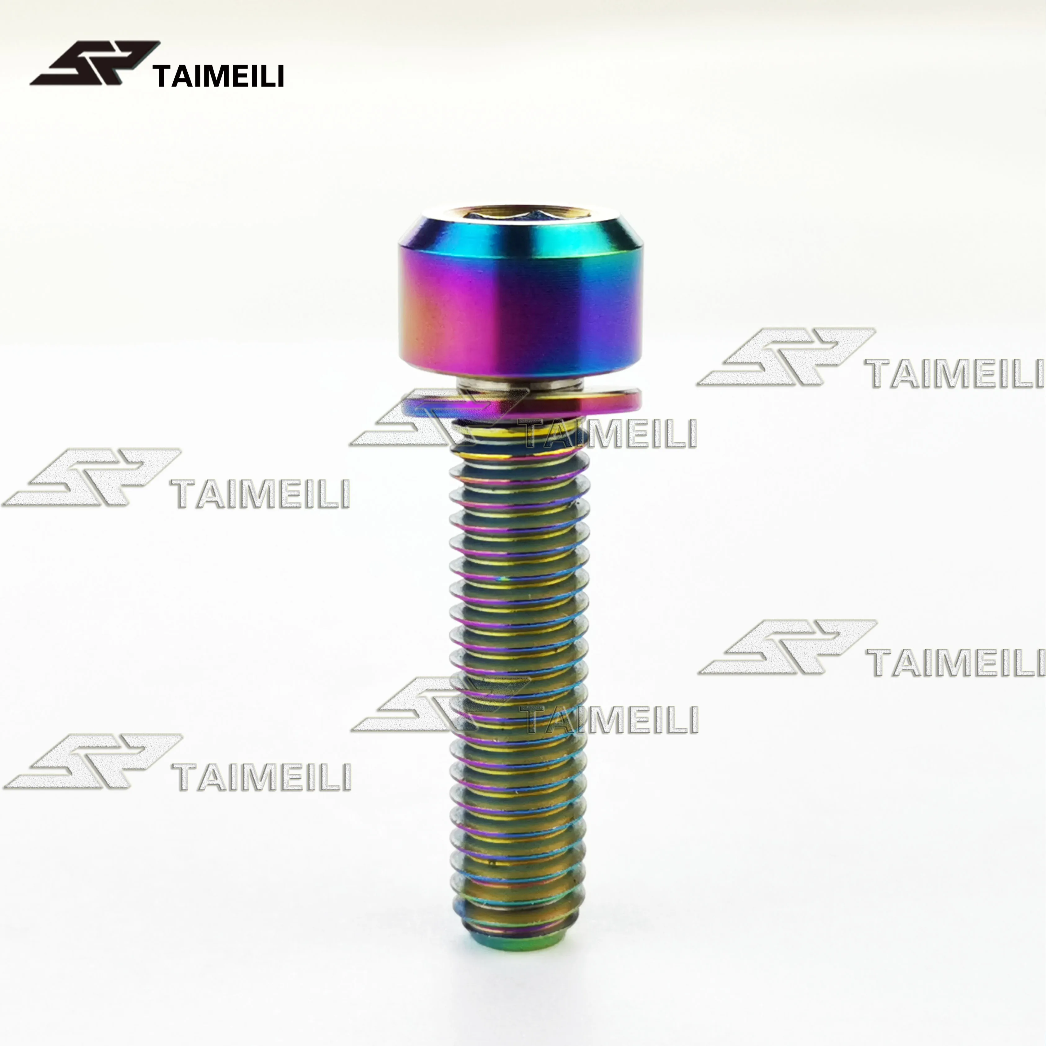 Rainbow color Титан сплава винты GR5 материал M6X16/18/20/25/30 мм цилиндрической головкой шайбы и болты фиксирующие болты для велосипедов - Цвет: Rainbow color