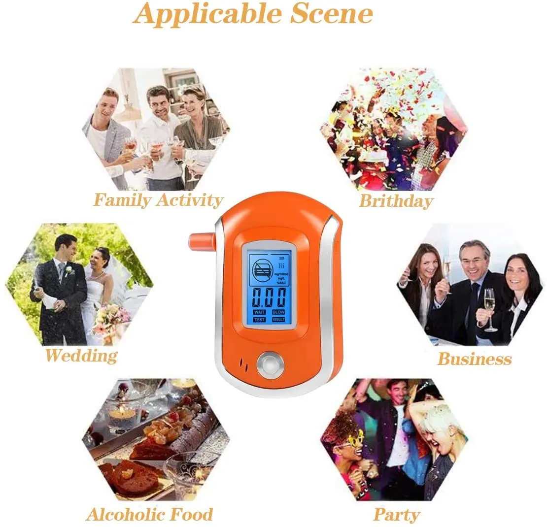 

Breathalyzer, Professional Alcohol Tester with 31 Mouthpieces Portable Breath Alcohol Tester with Digital LCD Display