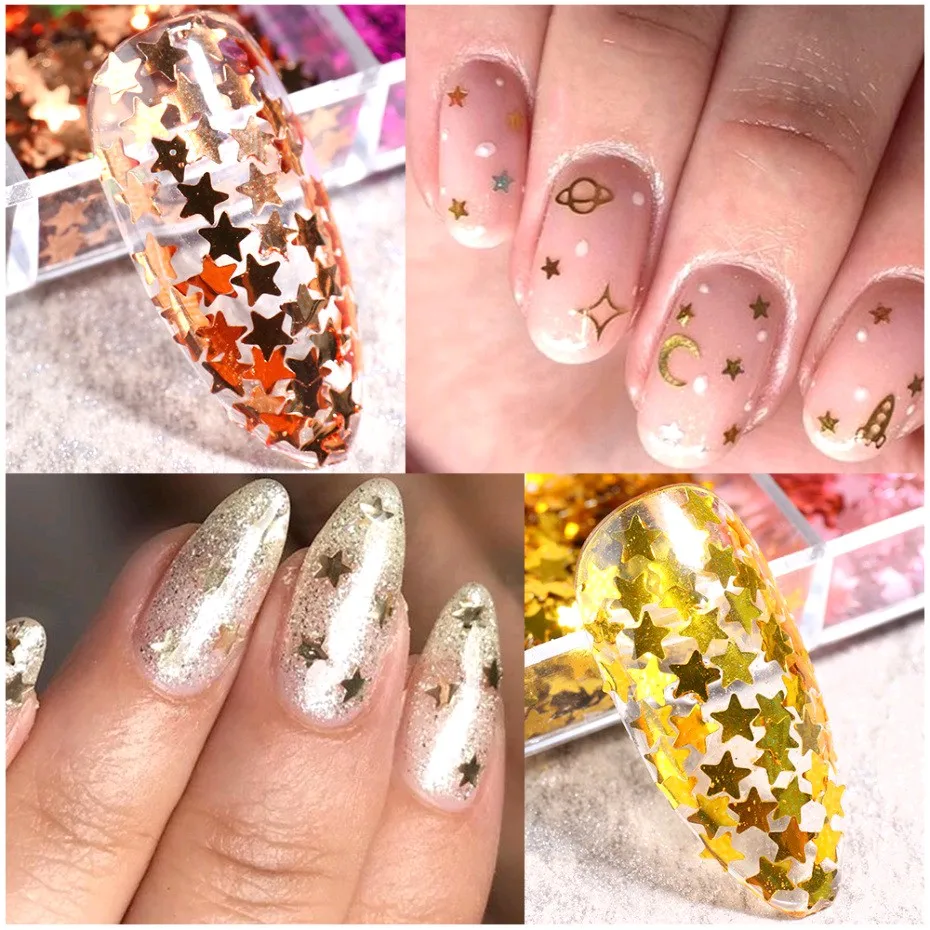 Пайетки 3 мм Звезда Дизайн ногтей пайетки ПВХ россыпью блестки конфетти Сделай