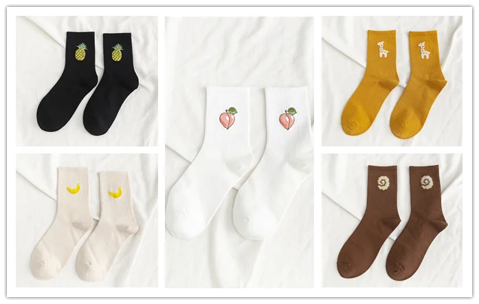 5 pairs 5 пар/упак. унисекс забавные фруктовые мужские носки Harajuku красочные средние Носки мужские 100 Хлопок Kawaii Размер 35-42 - Цвет: 5 pairs