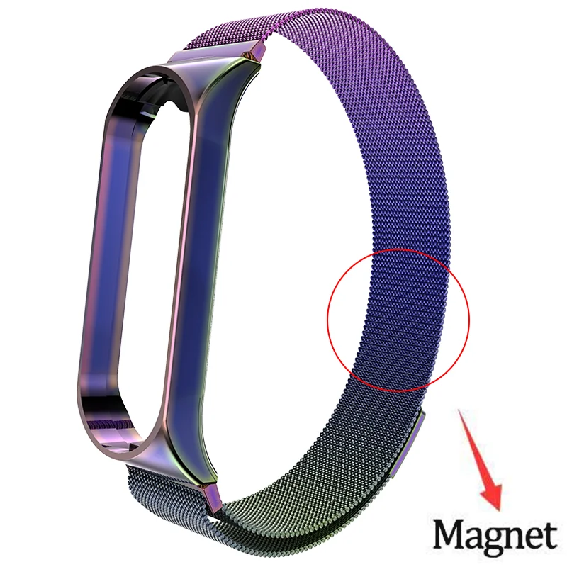 magnetic colorful Rovtop ремешок для Xiaomi mi Band 3 mi Band 3 ремешок для Xiaomi mi band 3 браслет для Xiaomi mi 3 магнитный металлический браслет из нержавеющей стали - Цвет: magnetic colorful