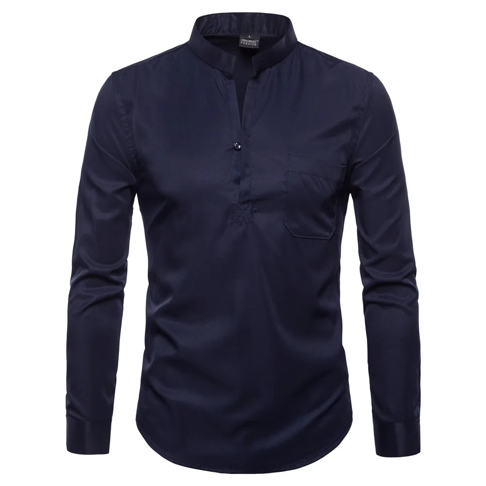 Рубашка SWAGWHAT мужская с длинным рукавом Хлопковая сорочка кроя Slim Fit в