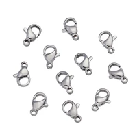 200pcs 304 stainless steel lobster claw clasps for jewelry diy making supplies accessories stainless steel color f60