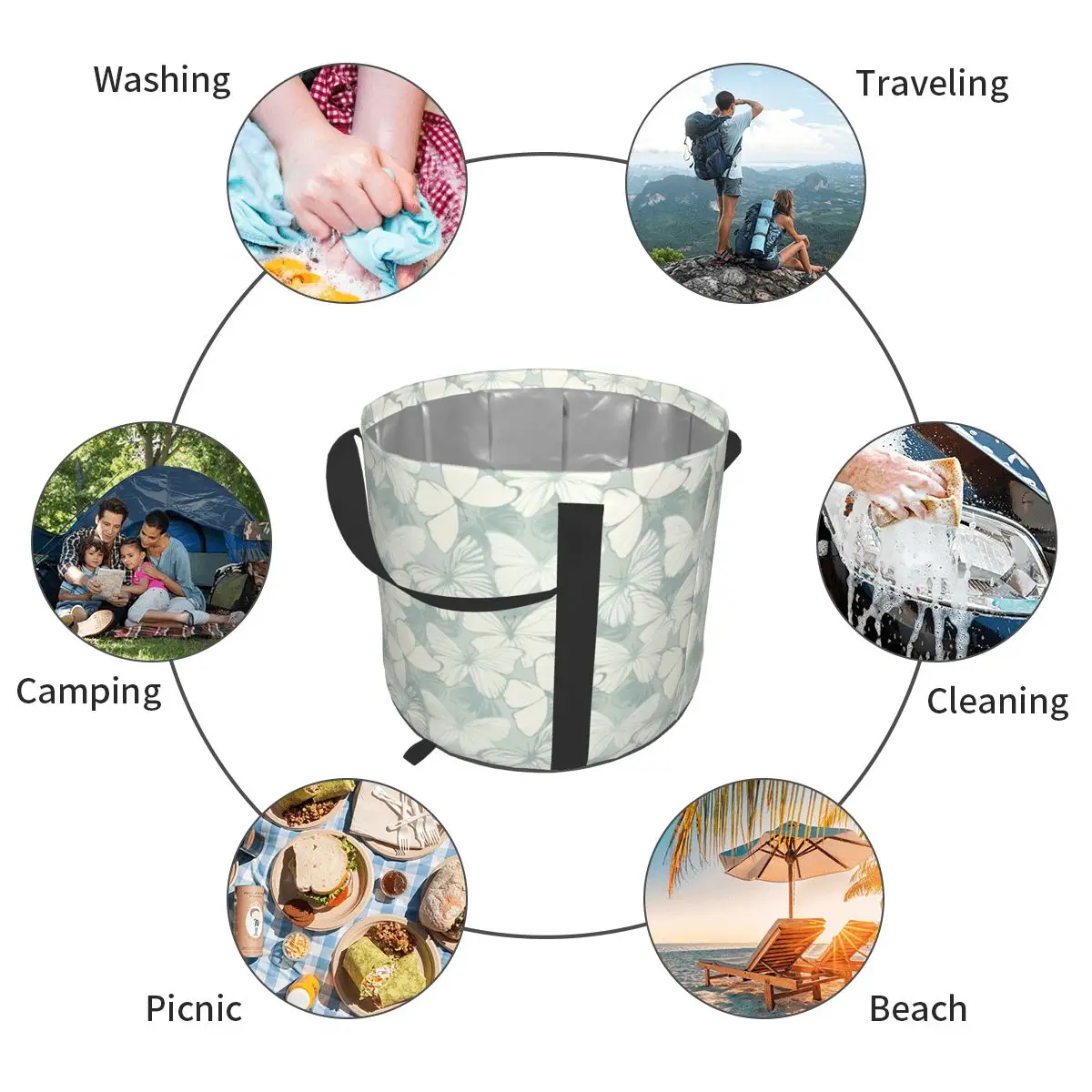 

Foldable Water Bag Butterfly Duck Egg Outdoor Sports Camping Hiking Storge Water Bucket Picnic Water Container Lifting Carrier