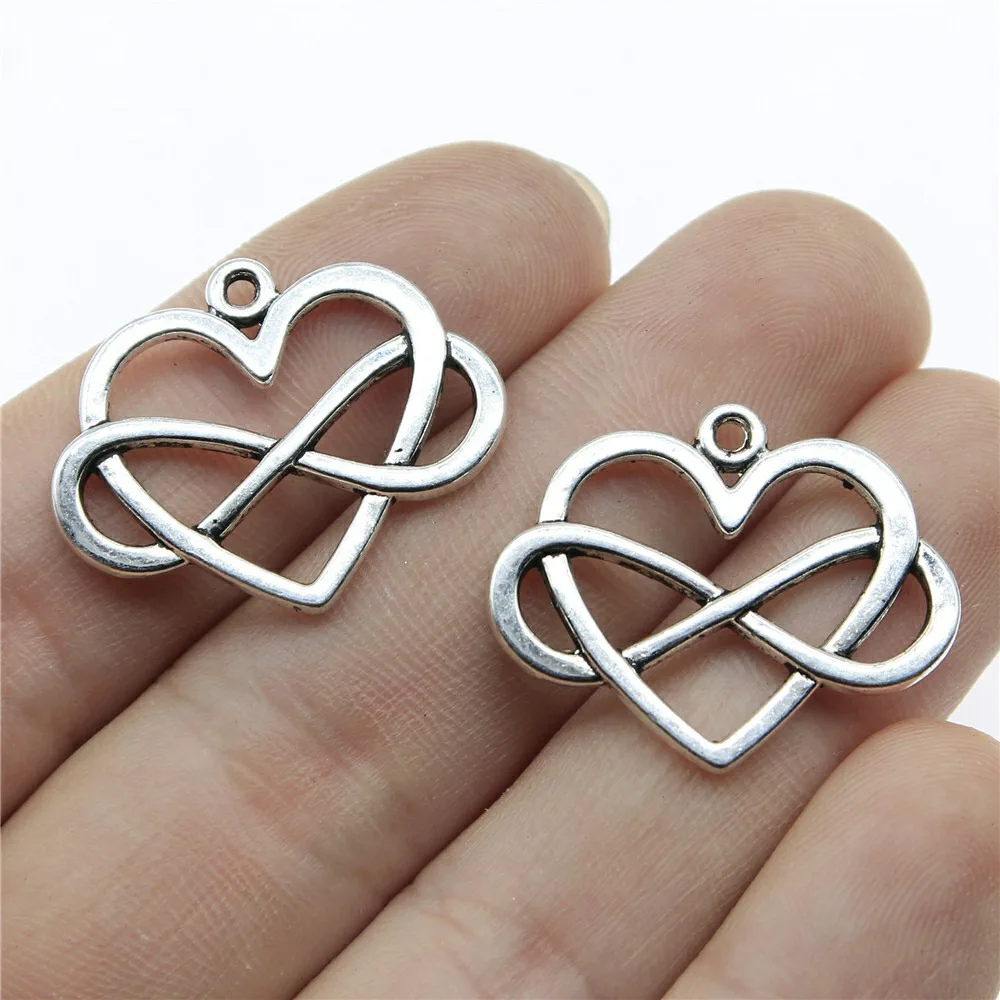 

Charm For Making Jewelry 10pcs Infinity Love Heart Connectors bracelet charms for jewelry making 27x22mm