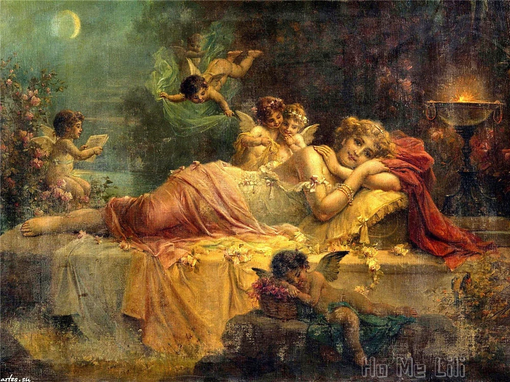 Tapiz de arte para interiores, decoraci&oacute;n de figuras cl&aacute;sicas rom&aacute;nticas, academias austriacas-2