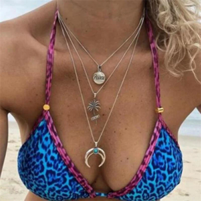 3 шт./компл. богемные женские ожерелья подвеска в виде букв кокосового дерева и