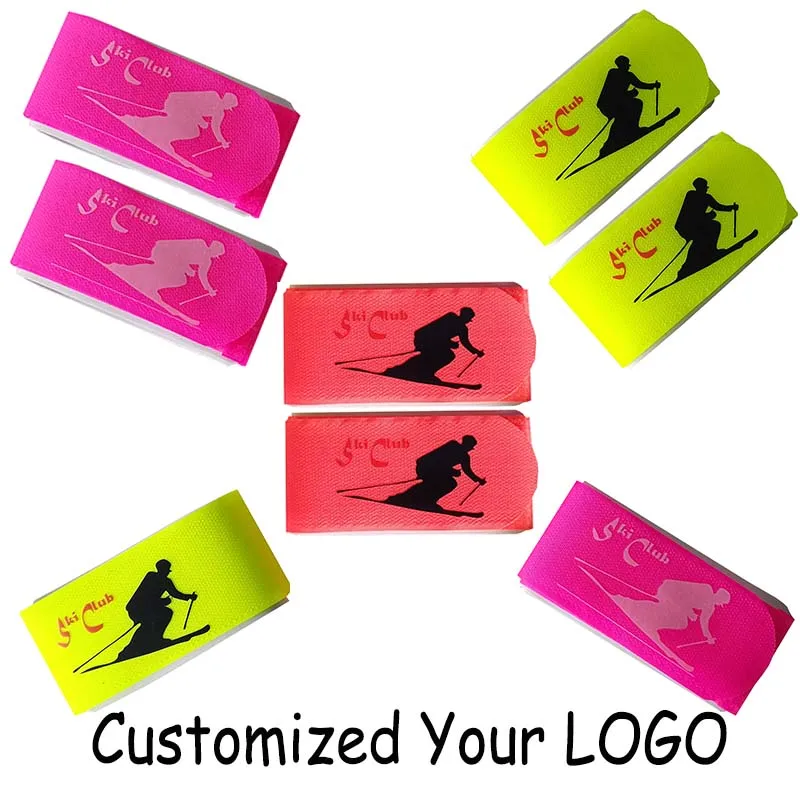 Customized LOGO Fastener tape cabel ties Anti-slip ski pole strap band Skiing  band Hook Loop fixation Snowboard