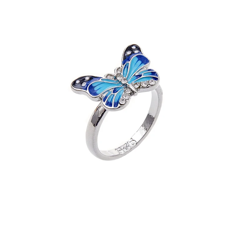 

Creative Blue Small Fresh Butterfly Fashion Bride Engagement Wedding Women's Ring Party Valentine's Day Gift Jewelry Wholesale