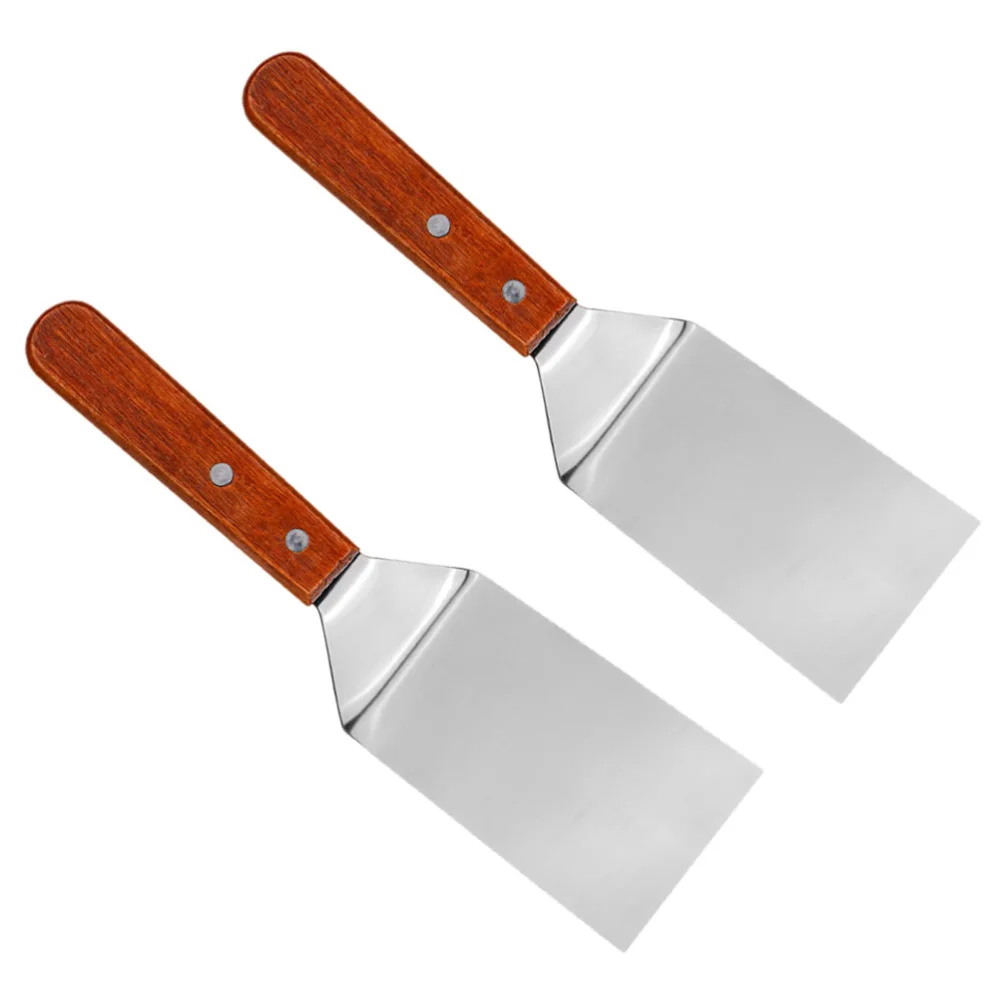 

2pcs Kitchen Stainless Steel Steak Spatulas Home Pizza Shovels (Assorted Color)