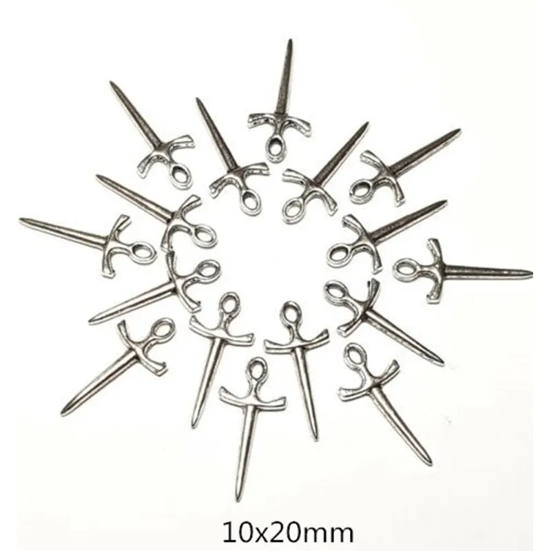 

20pcs 10x20mm Zinc Alloy Metal Athame Wiccan Knife Charm Fit Bracelet Earring Pendant Jewelry Tibetan Silver Color Accessories