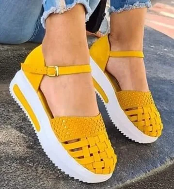 

2021 new Women Hollow Out Sandals Summer Flat Heels Sandals Female Casual Sewing Women Shoes Platform Sandals Ladies