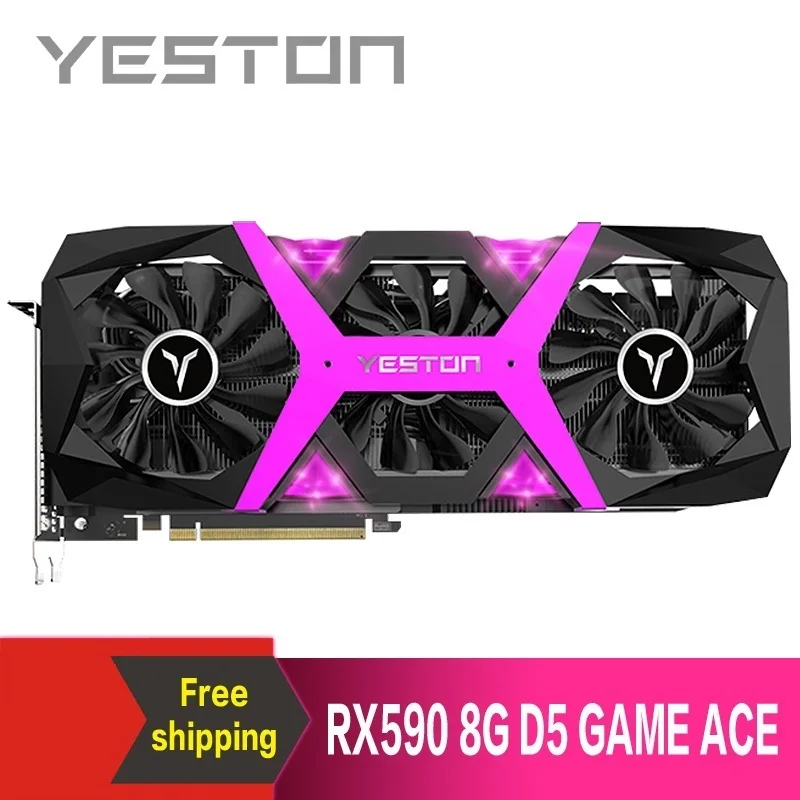 Yeston Radeon RX590 8G GDDR5 256bit PCI Express x16 3,0 видеоигровая видеокарта DVI+ HDMI+ 3* DP для рабочего стола