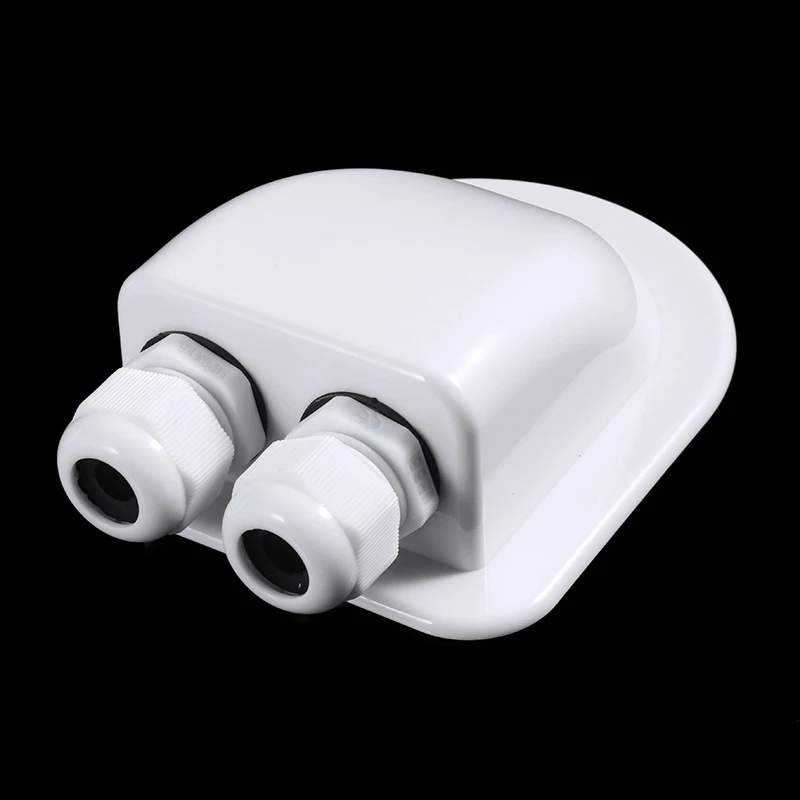 Waterproof ABS Junction Box White Double Cable  Gland Box Entry Gland Roof Top Solar Panel Case For RV Boat Yacht Accessories
