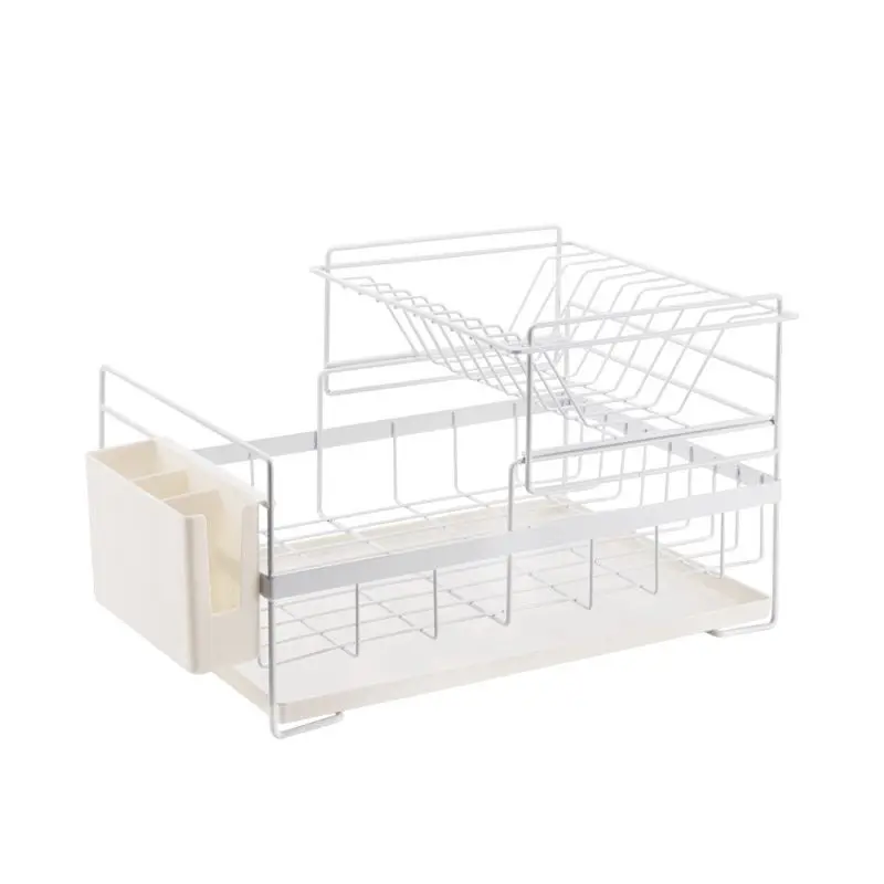 

Nordic Kitchen Multi-function Wrought Iron Drain Rack White Large Multi-layer Dishes Dish Storage Finishing Rack