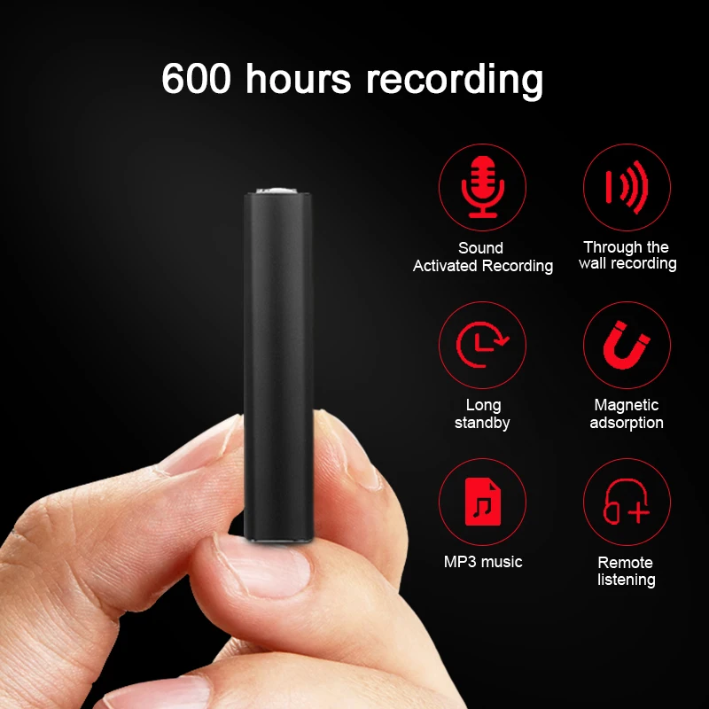 600 Hours Dictaphone Audio Sound Mini Recording Activated Digital Micro Flash Magnetic Secret