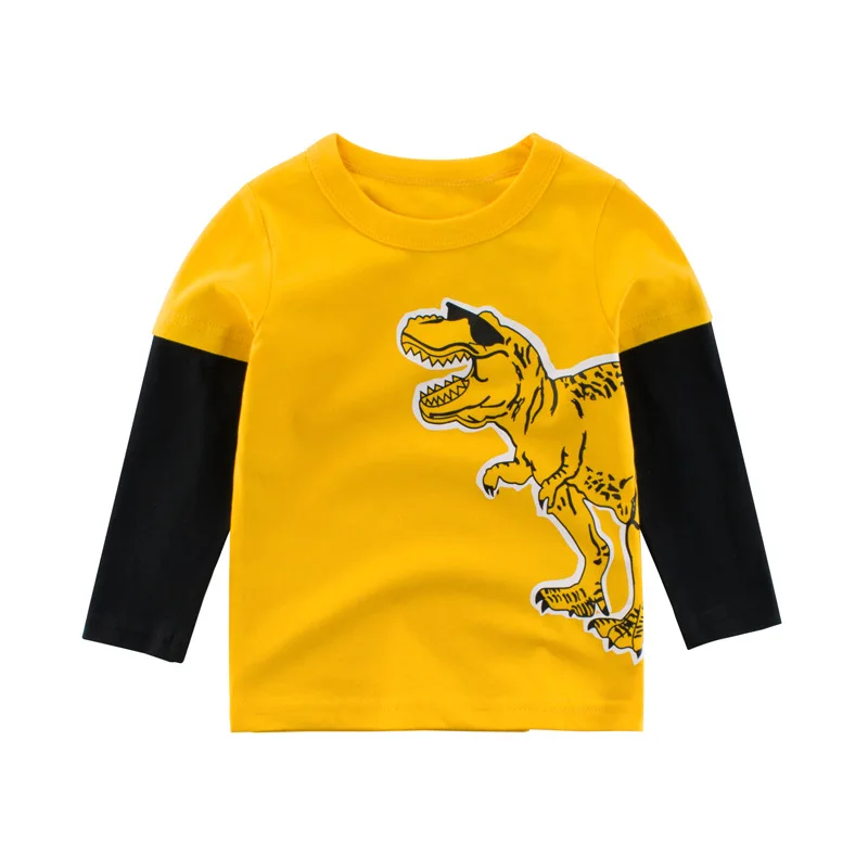 

Autumn Kids Clothes Boys & Girls Cartoon Dinosaur Pattern T-shirt Children's Tees Cotton Soft Long Black Sleeve Toddler Cute Top