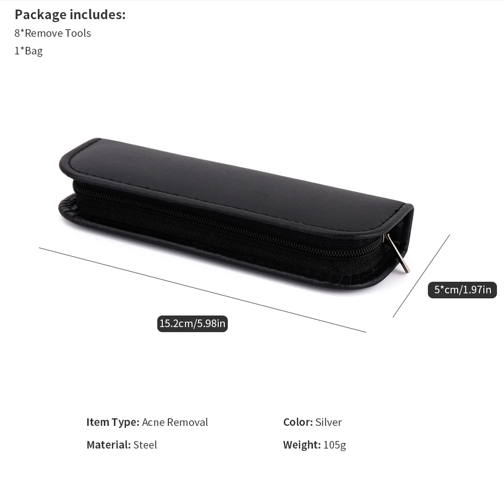 8 шт набор для удаления угрей акне иглы от прыщей черных точек чистки пор комплект