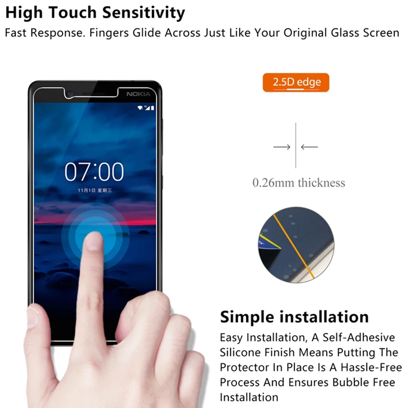 Стекло для экрана смартфона Nokia 6 1 Plus 2018 2 3 защитная пленка телефона закаленное