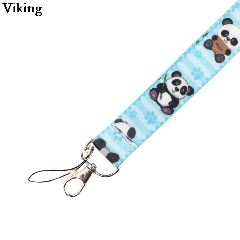 Шнурок G0326 с милым принтом панды для ключей держатель телефона рисунком из